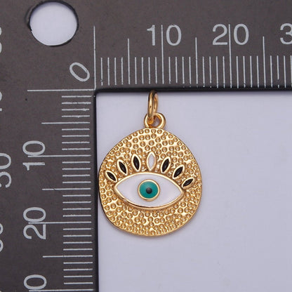 Gold Evil Eye Charm Necklace Bracelet for Amulet Protection Jewelry Hammered E-779