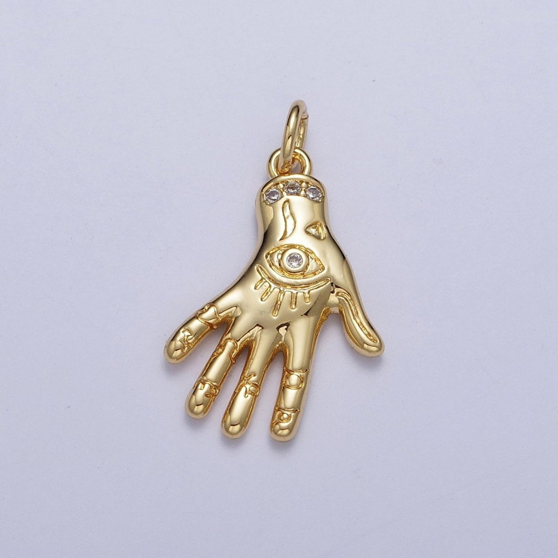 Gold Evil Eye Hamsa Hand Charm, Hand of Fatima Charm, Gold Amulet Charm Protection and Blessing For Jewelry Making AG-125