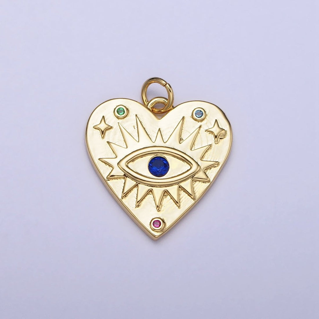 Gold Evil eye Heart Charm Silver Blue CZ Eye Pendant AC668 AC669