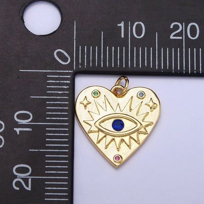 Gold Evil eye Heart Charm Silver Blue CZ Eye Pendant AC668 AC669