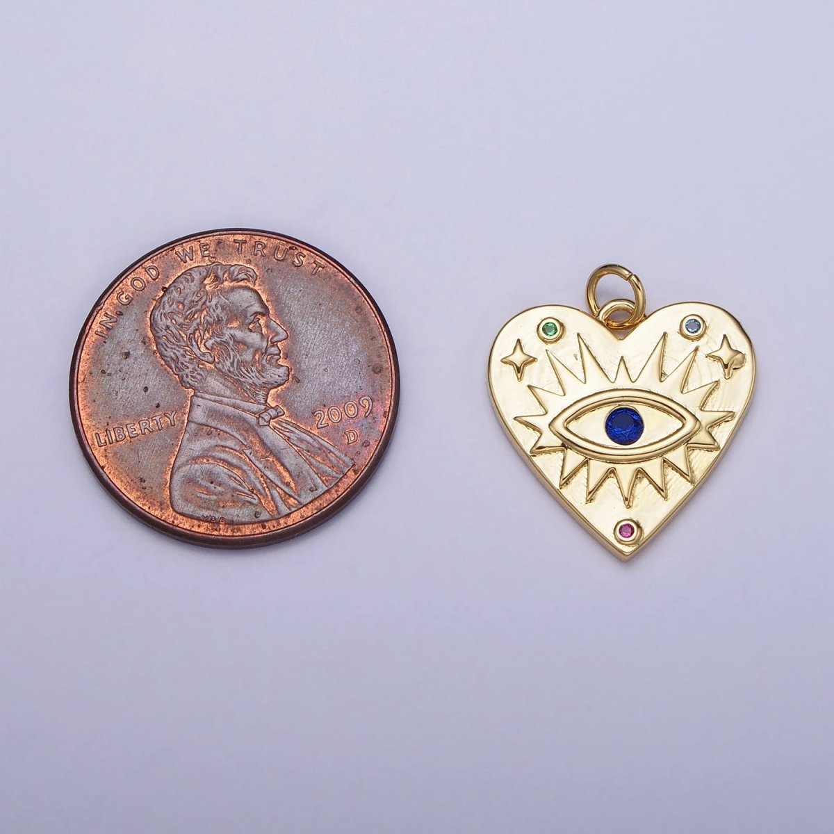 Gold Evil eye Heart Charm Silver Blue CZ Eye Pendant AC668 AC669