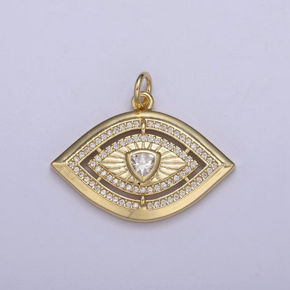 Gold Evil Eye Pendant 14K Gold Filled Eye Charm- Minimalist Jewelry Medallion Pendant  Clear Blue Green Red Cz  Layering Stacking N-653 - N-656