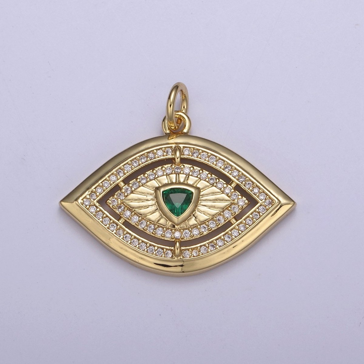 Gold Evil Eye Pendant 14K Gold Filled Eye Charm- Minimalist Jewelry Medallion Pendant  Clear Blue Green Red Cz  Layering Stacking N-653 - N-656