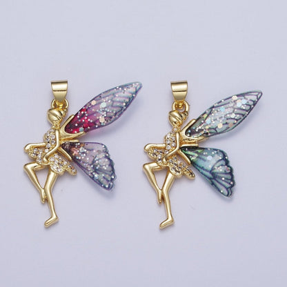 Gold Fairy Pendant Magical Dream Whimsical Charm H-666