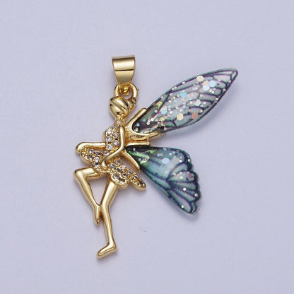Gold Fairy Pendant Magical Dream Whimsical Charm H-666