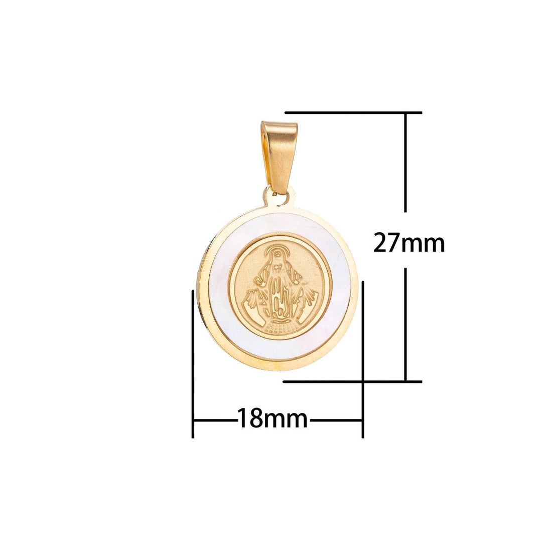 Gold fill Miraculous Lady Charm Pendant / Christian Gift / Religious Jewelry / Medallion Coin Necklace / Christening Gift/ Catholic gift J-394