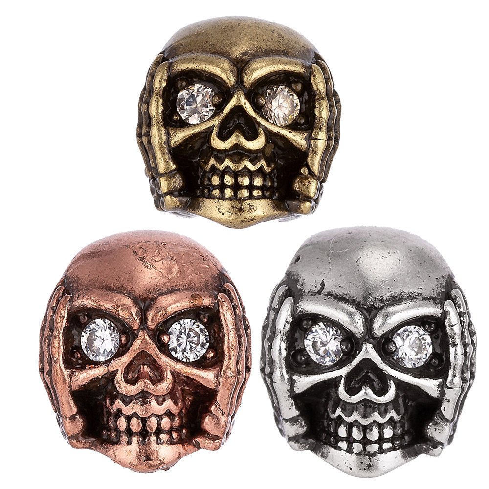 Gold Filled 10mm Antique Skull Head Spacer Bead | B-015