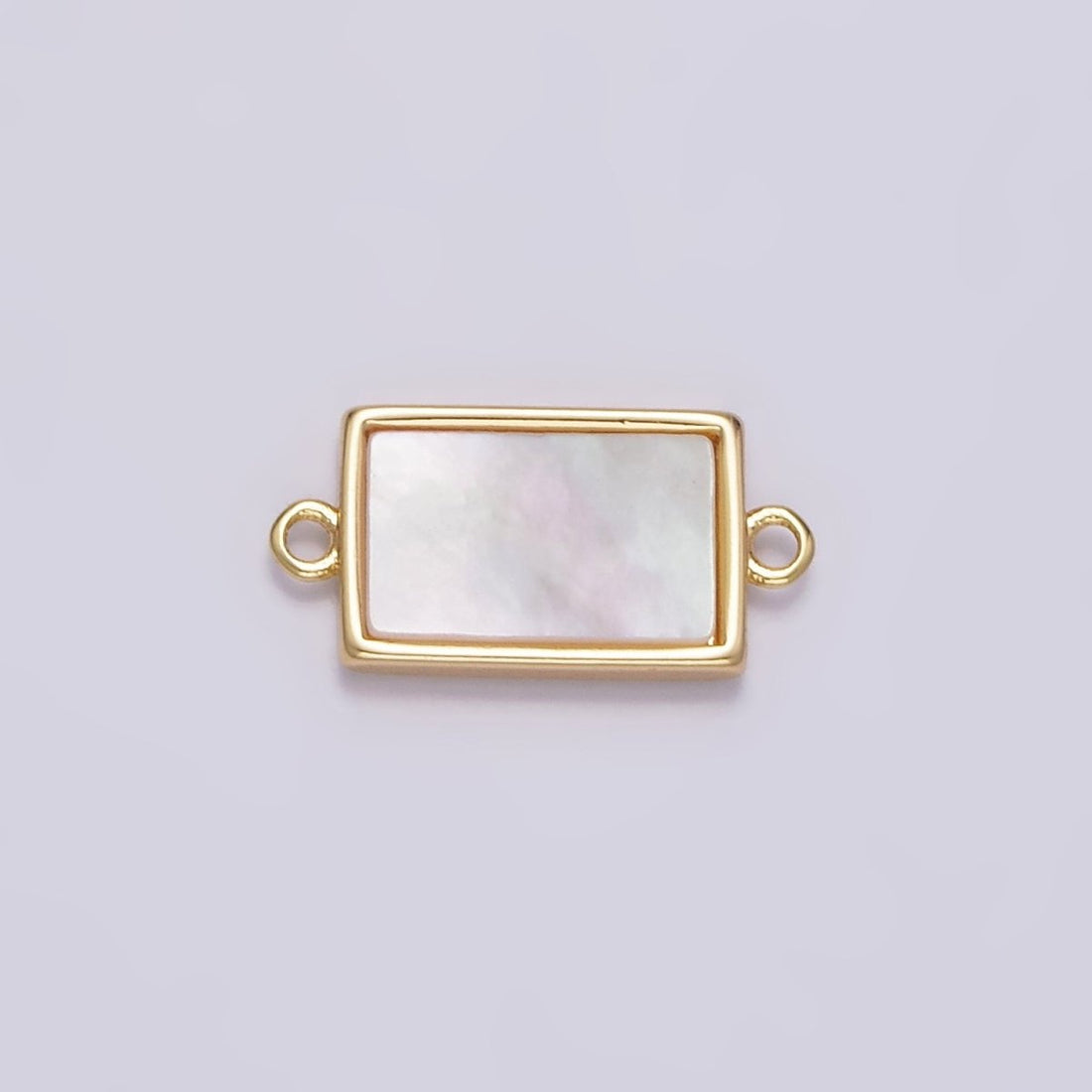 Gold Filled 13.3mm Rectangular Bar Shell Pearl Minimalist Bezel Connector G-703