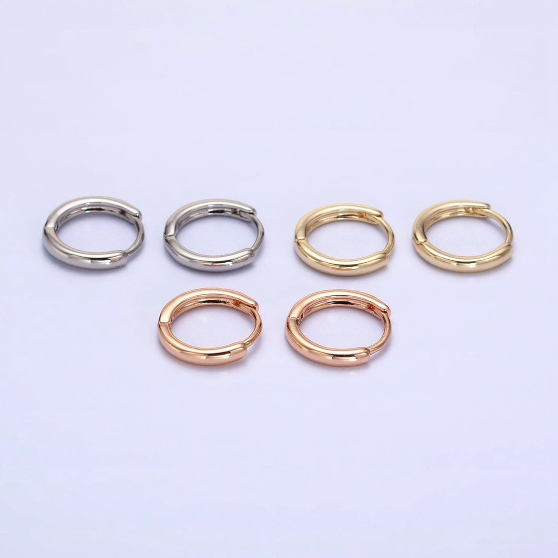 Gold Filled 13mm Minimalist Thin Huggie Earrings in Silver &amp; Rose Gold | AD1347 AD1348 AD1056