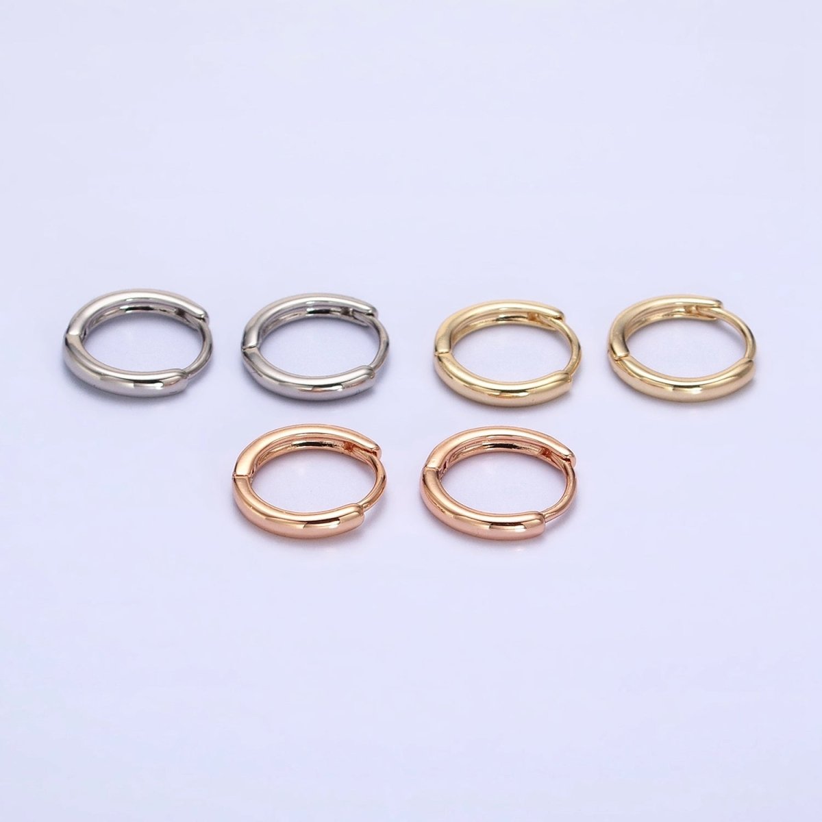 Gold Filled 13mm Minimalist Thin Huggie Earrings in Silver &amp; Rose Gold | AD1347 AD1348 AD1056
