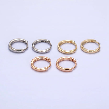 Gold Filled 13mm Minimalist Thin Huggie Earrings in Silver &amp; Rose Gold | AD1347 AD1348 AD1056