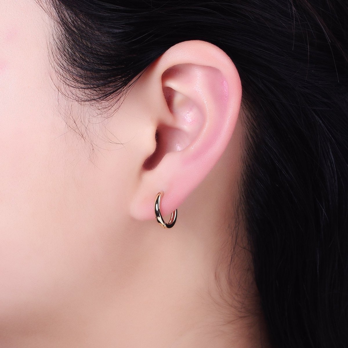Gold Filled 13mm Minimalist Thin Huggie Earrings in Silver &amp; Rose Gold | AD1347 AD1348 AD1056