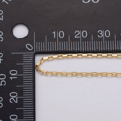 Gold Filled 1.5mm Rectangular Long Box Paperclip Chain By Yard in Gold &amp; Silver | ROLL-1029, ROLL-1110