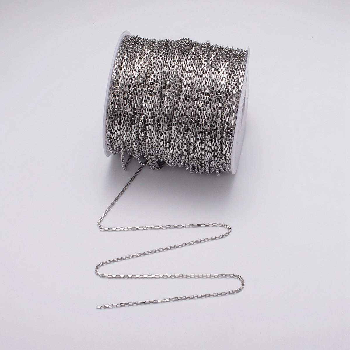 Gold Filled 1.5mm Rectangular Long Box Paperclip Chain By Yard in Gold &amp; Silver | ROLL-1029, ROLL-1110