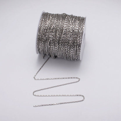 Gold Filled 1.5mm Rectangular Long Box Paperclip Chain By Yard in Gold &amp; Silver | ROLL-1029, ROLL-1110
