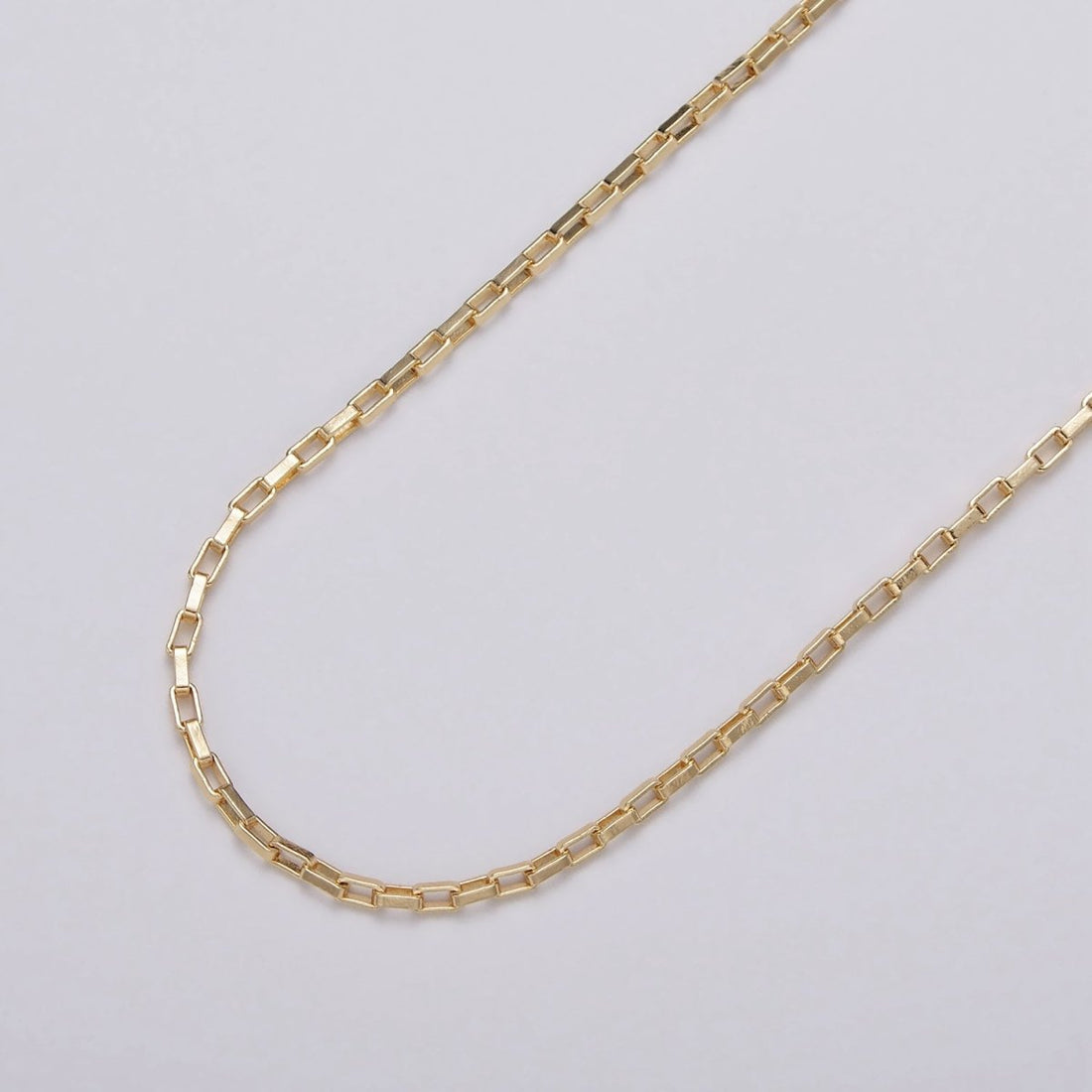 Gold Filled 1.5mm Rectangular Long Box Paperclip Chain By Yard in Gold &amp; Silver | ROLL-1029, ROLL-1110