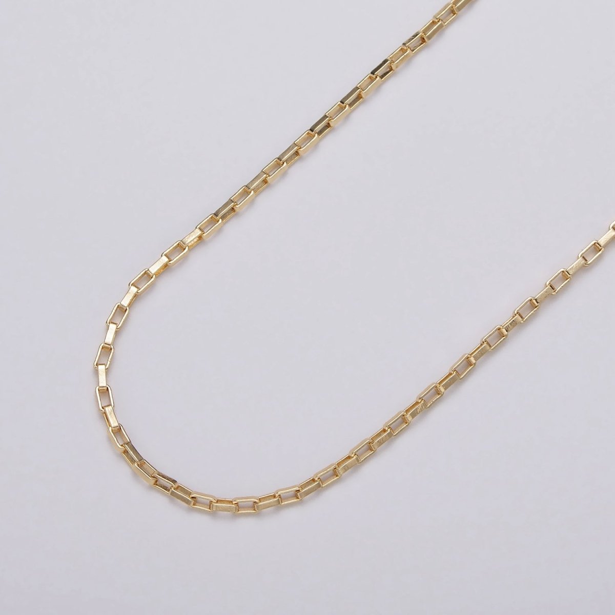 Gold Filled 1.5mm Rectangular Long Box Paperclip Chain By Yard in Gold &amp; Silver | ROLL-1029, ROLL-1110