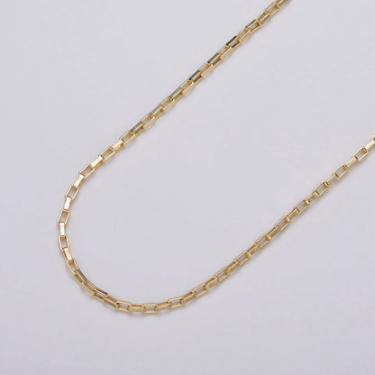 Gold Filled 1.5mm Rectangular Long Box Paperclip Chain By Yard in Gold &amp; Silver | ROLL-1029, ROLL-1110