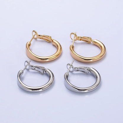 Gold Filled 20mm Rounded Geometric Hinge Hoop Earrings in Gold &amp; Silver | AB553 AB554