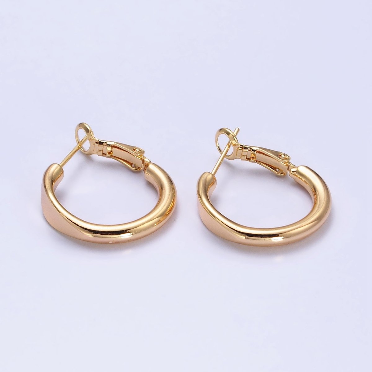 Gold Filled 20mm Rounded Geometric Hinge Hoop Earrings in Gold &amp; Silver | AB553 AB554