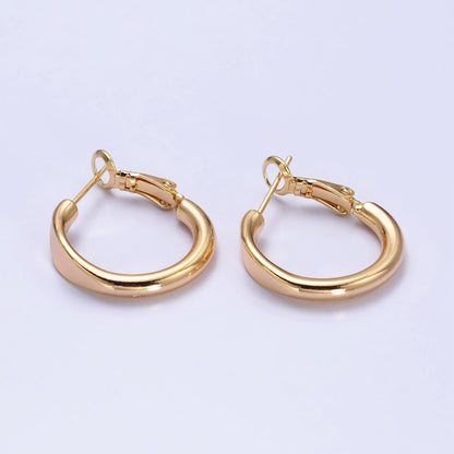 Gold Filled 20mm Rounded Geometric Hinge Hoop Earrings in Gold &amp; Silver | AB553 AB554
