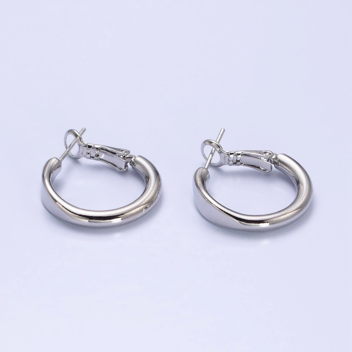 Gold Filled 20mm Rounded Geometric Hinge Hoop Earrings in Gold &amp; Silver | AB553 AB554