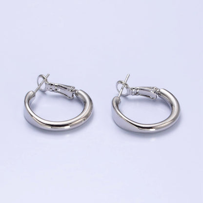 Gold Filled 20mm Rounded Geometric Hinge Hoop Earrings in Gold &amp; Silver | AB553 AB554
