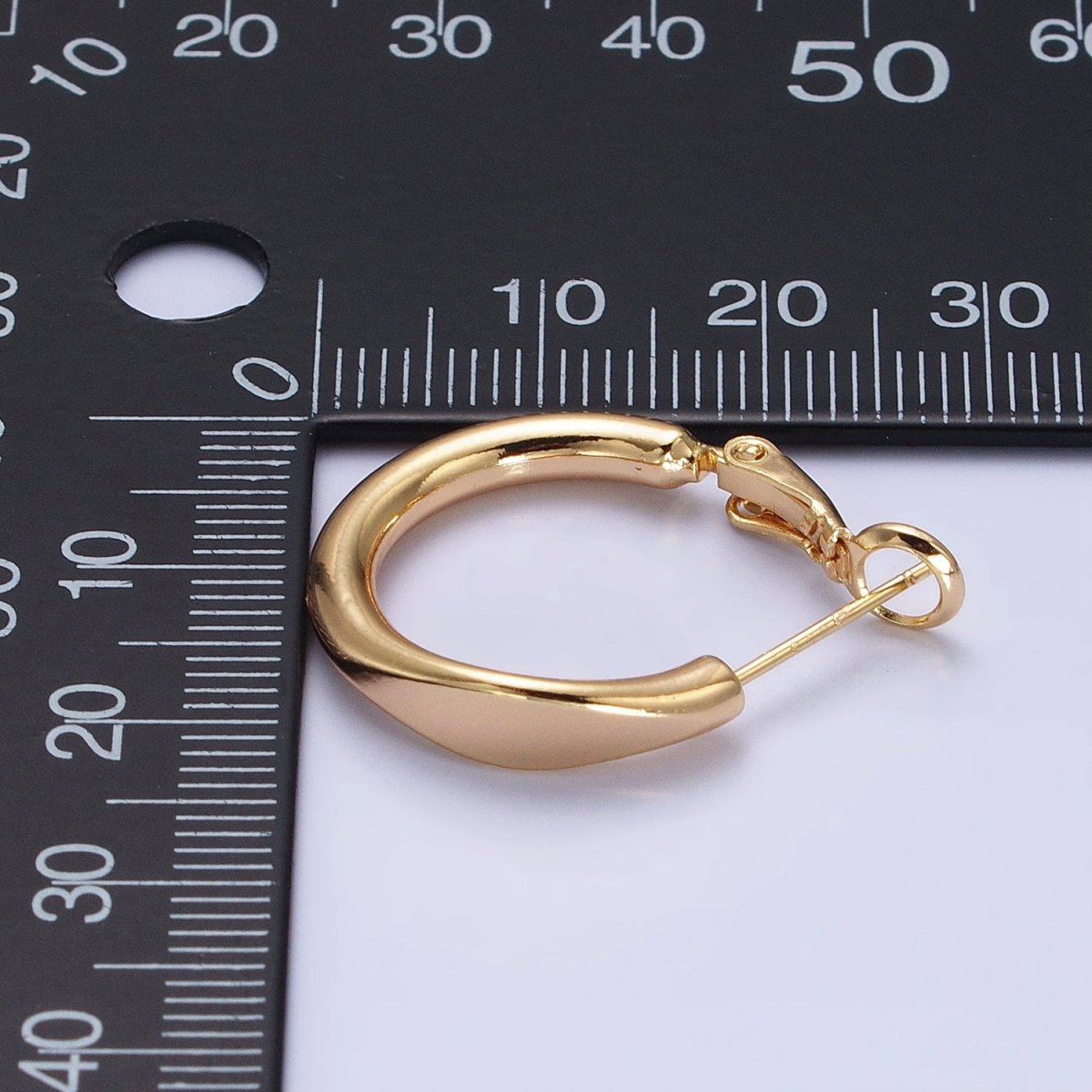 Gold Filled 20mm Rounded Geometric Hinge Hoop Earrings in Gold &amp; Silver | AB553 AB554