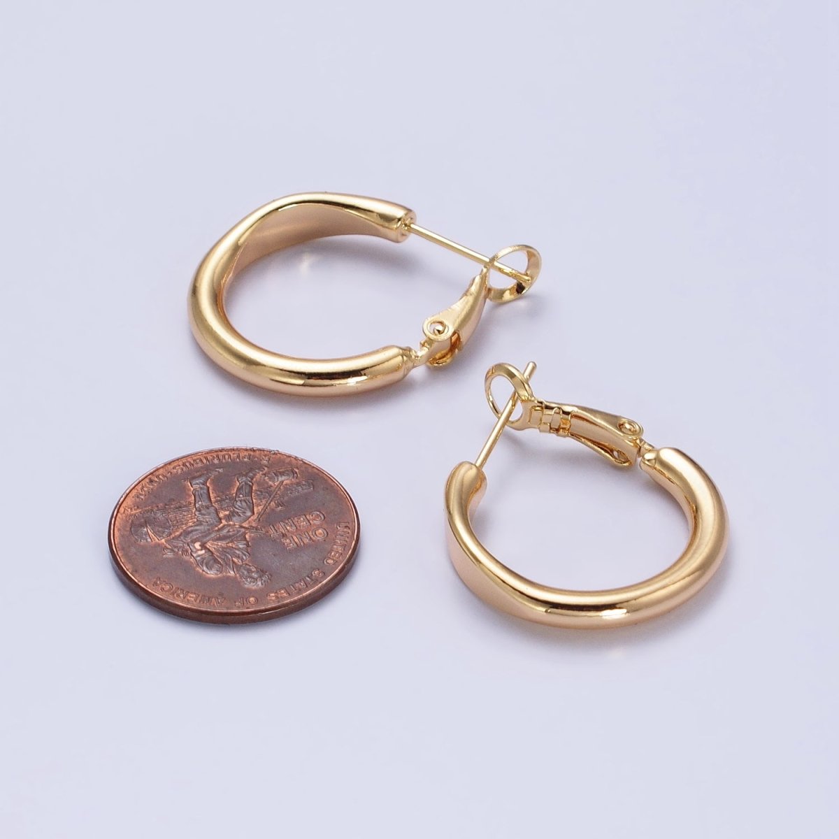 Gold Filled 20mm Rounded Geometric Hinge Hoop Earrings in Gold &amp; Silver | AB553 AB554