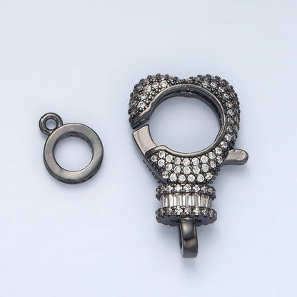 Gold Filled 25mm Clear Baguette Micro Paved Lobster Clasps Rhondelle Closure Set Findings | L081
