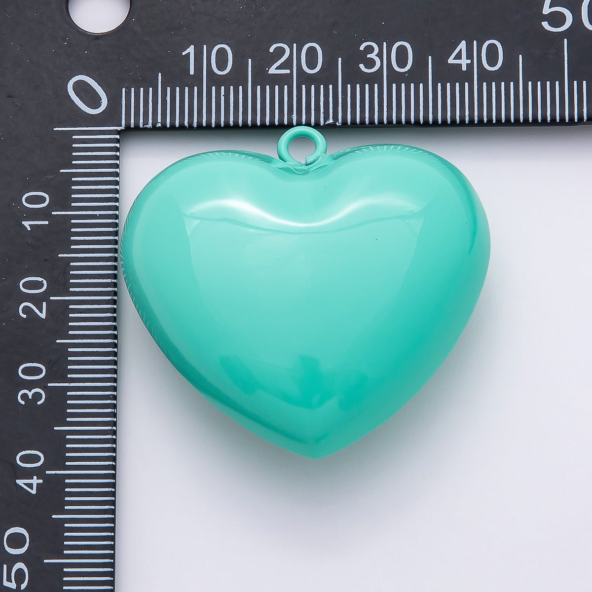 Gold Filled 40mm Blue Teal Enamel Chubby Heart Love 3D Multidimensional Charm | Charms-00847