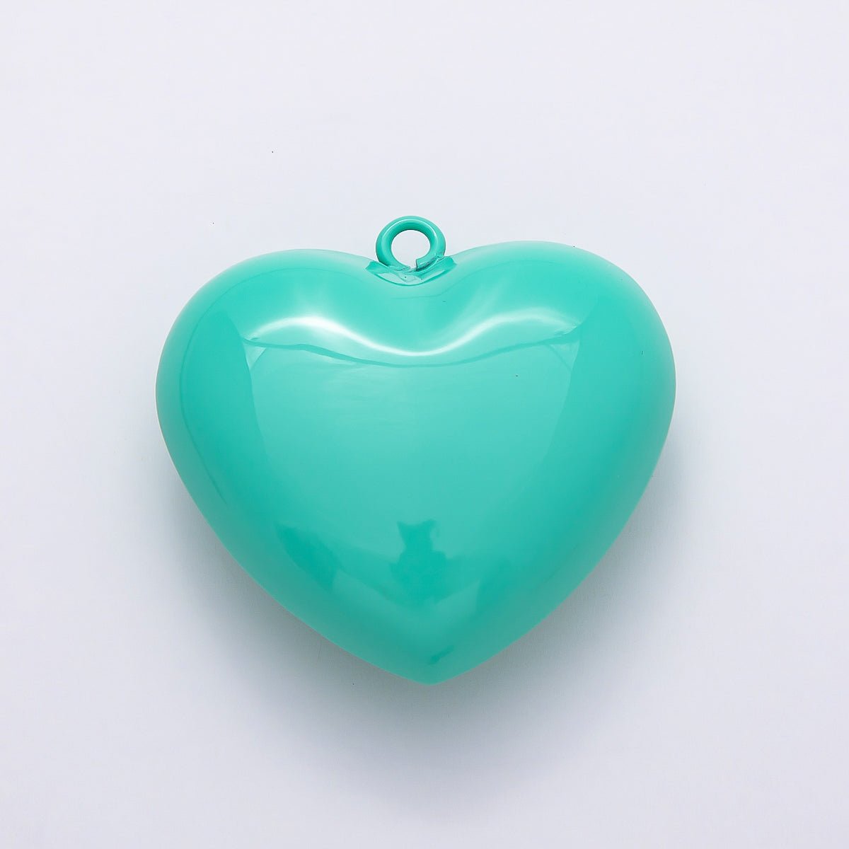Gold Filled 40mm Blue Teal Enamel Chubby Heart Love 3D Multidimensional Charm | Charms-00847