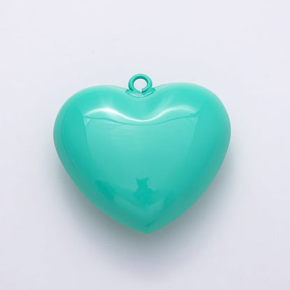 Gold Filled 40mm Blue Teal Enamel Chubby Heart Love 3D Multidimensional Charm | Charms-00847
