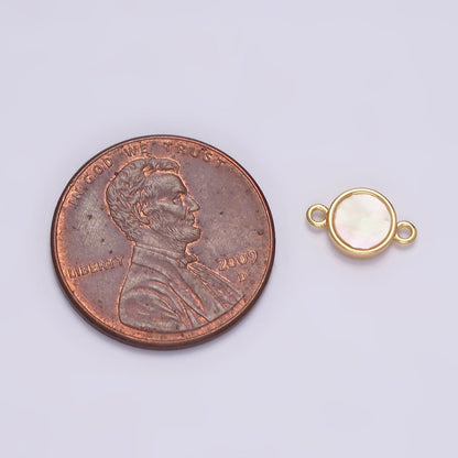 Gold Filled 6mm Shell Pearl Round Mini Minimalist Bezel Connector G-697