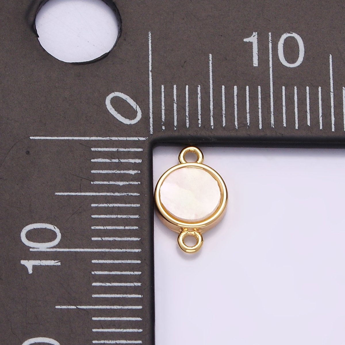 Gold Filled 6mm Shell Pearl Round Mini Minimalist Bezel Connector G-697