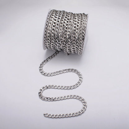 Gold Filled 7.8mm Flat Curb Figaro Unfinished Silver Statement Chain by Yard in Gold &amp; Silver | ROLL-1049, ROLL-1111 Clearance Pricing