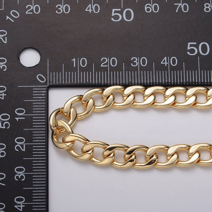 Gold Filled 7.8mm Flat Curb Figaro Unfinished Silver Statement Chain by Yard in Gold &amp; Silver | ROLL-1049, ROLL-1111 Clearance Pricing