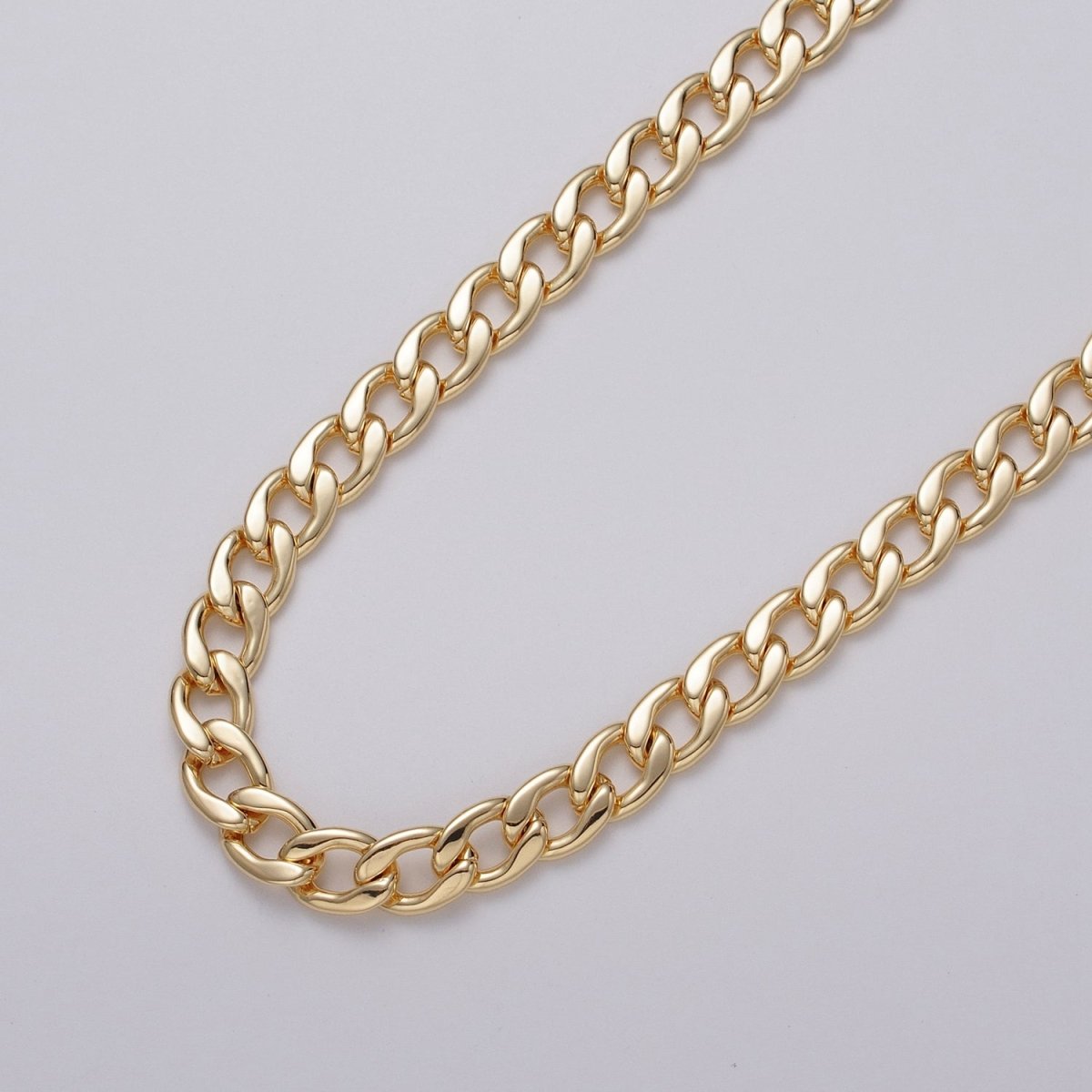 Gold Filled 7.8mm Flat Curb Figaro Unfinished Silver Statement Chain by Yard in Gold &amp; Silver | ROLL-1049, ROLL-1111 Clearance Pricing