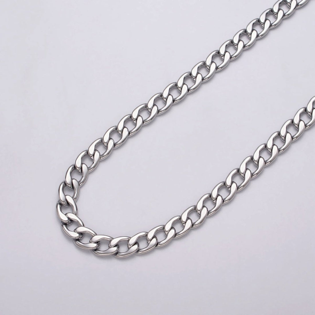 Gold Filled 7.8mm Flat Curb Figaro Unfinished Silver Statement Chain by Yard in Gold &amp; Silver | ROLL-1049, ROLL-1111 Clearance Pricing