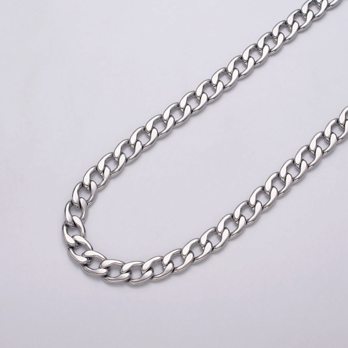 Gold Filled 7.8mm Flat Curb Figaro Unfinished Silver Statement Chain by Yard in Gold &amp; Silver | ROLL-1049, ROLL-1111 Clearance Pricing
