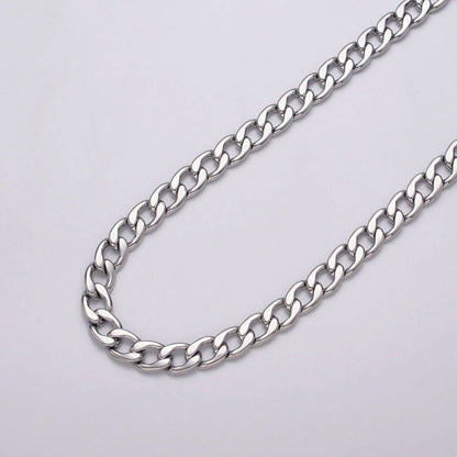 Gold Filled 7.8mm Flat Curb Figaro Unfinished Silver Statement Chain by Yard in Gold &amp; Silver | ROLL-1049, ROLL-1111 Clearance Pricing