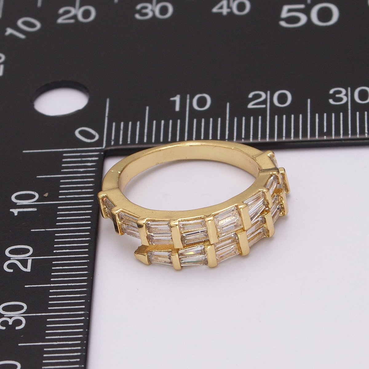 Gold Filled Baguette CZ Stacking Ring, Wrap Baguette Eternity Ring, Gold Stackable Ring Clear Minimalist Ring U-128