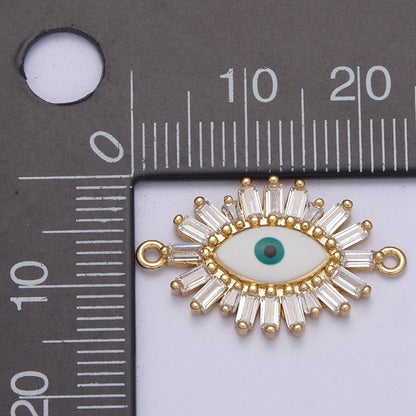 Gold Filled Baguette Evil Eye Charm Connector Y-629