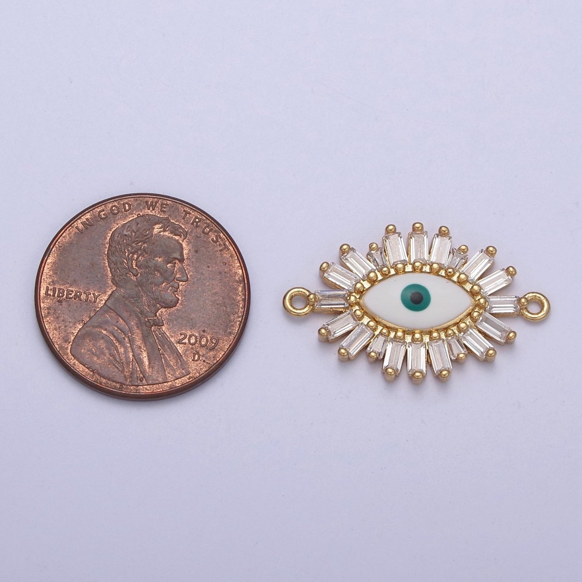 Gold Filled Baguette Evil Eye Charm Connector Y-629