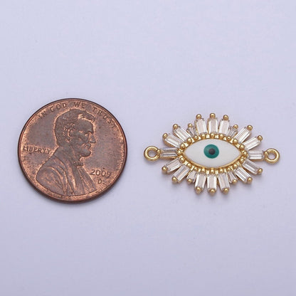 Gold Filled Baguette Evil Eye Charm Connector Y-629