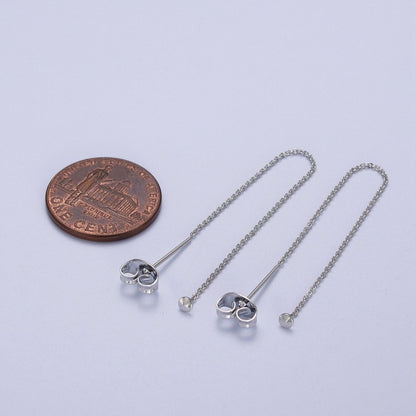 Gold Filled Cable Rolo Chain Long Threader Earrings in Gold &amp; Silver   K-201 K-204