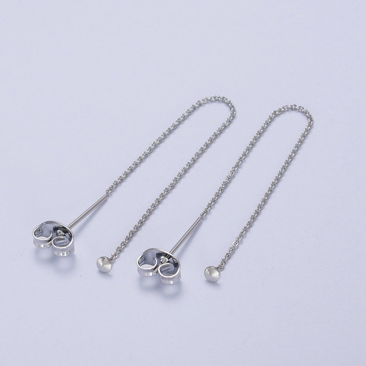 Gold Filled Cable Rolo Chain Long Threader Earrings in Gold &amp; Silver   K-201 K-204
