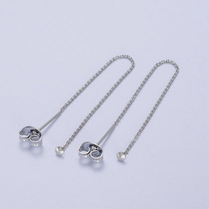 Gold Filled Cable Rolo Chain Long Threader Earrings in Gold &amp; Silver   K-201 K-204