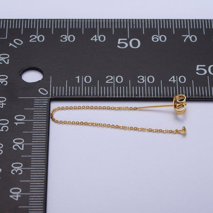 Gold Filled Cable Rolo Chain Long Threader Earrings in Gold &amp; Silver   K-201 K-204