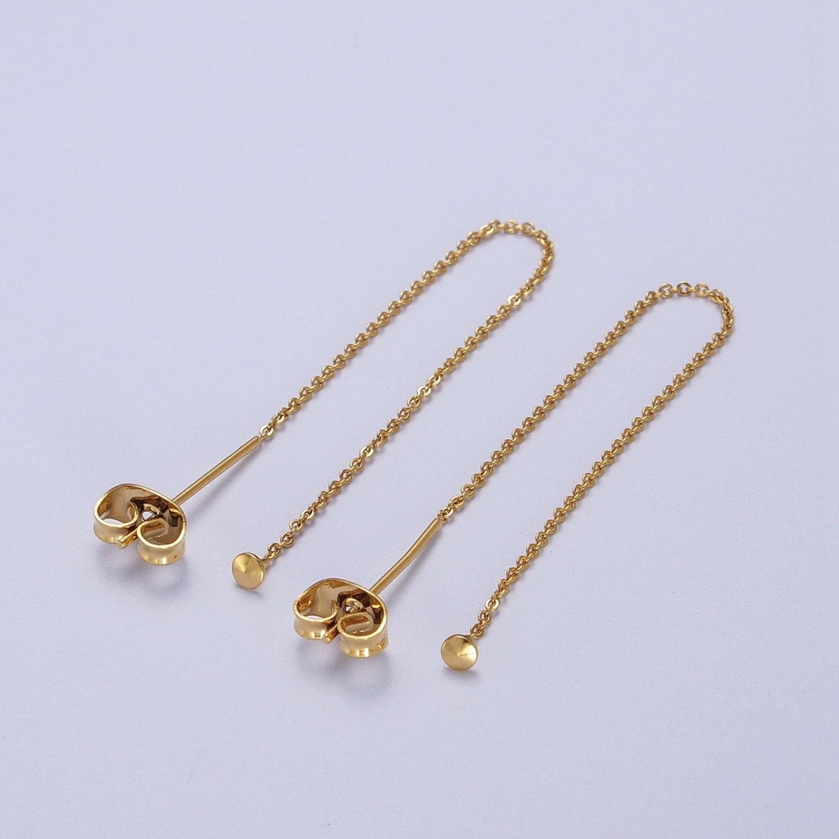 Gold Filled Cable Rolo Chain Long Threader Earrings in Gold &amp; Silver   K-201 K-204